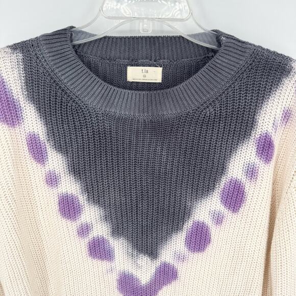 Anthropologie T.La Dahlia Tie Dye Crew Neck Sweater Thick Knit Chunky Size S - Picture 6 of 10
